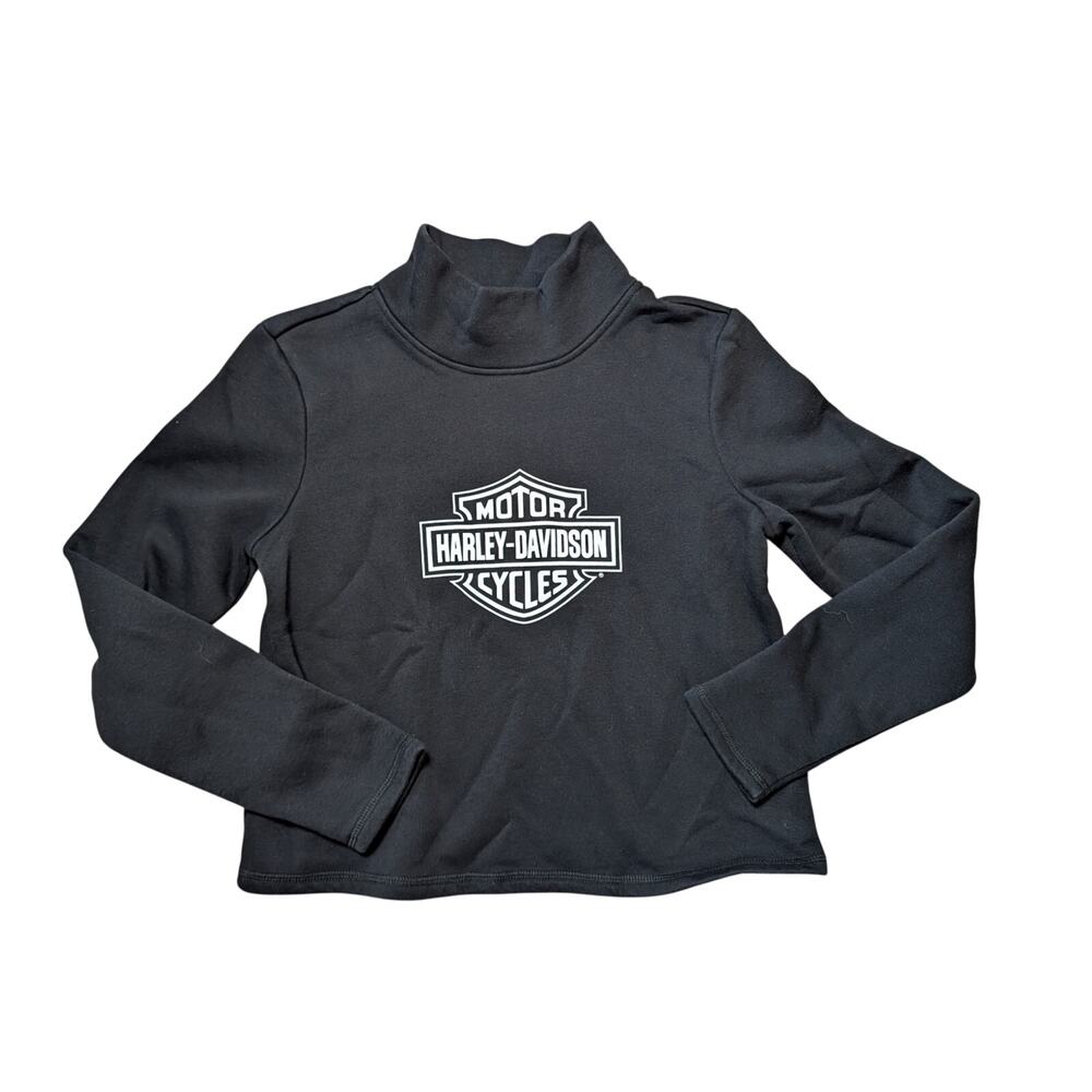 Harley-Davidson Women's Genuine Motorclothes Black Mock Neck Sweatshirt Medium